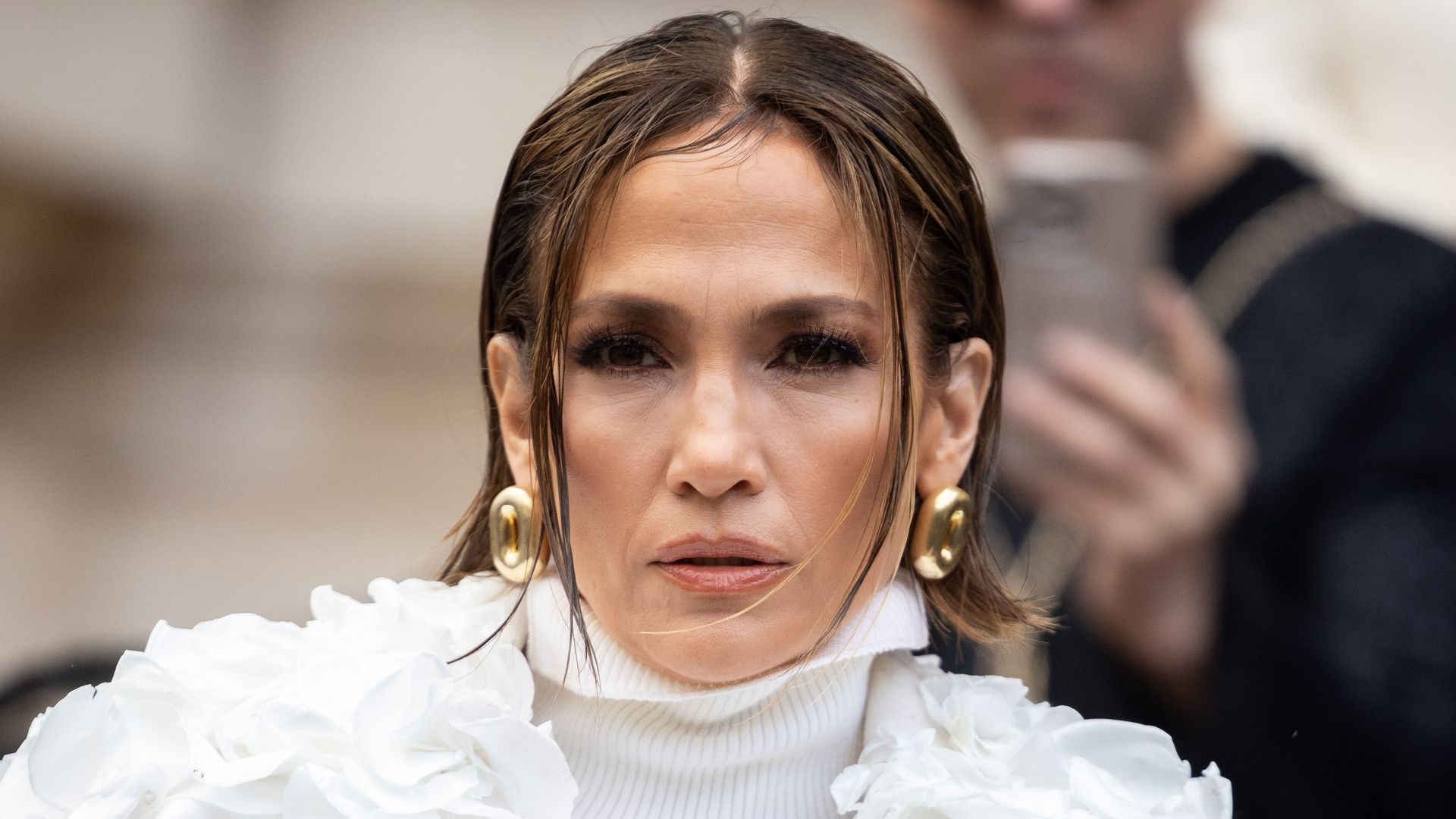 Jennifer Lopez attends the Schiaparelli Haute Couture Spring/Summer 2024 show as part of Paris Fashion Week on January 22, 2024 in Paris, Franc