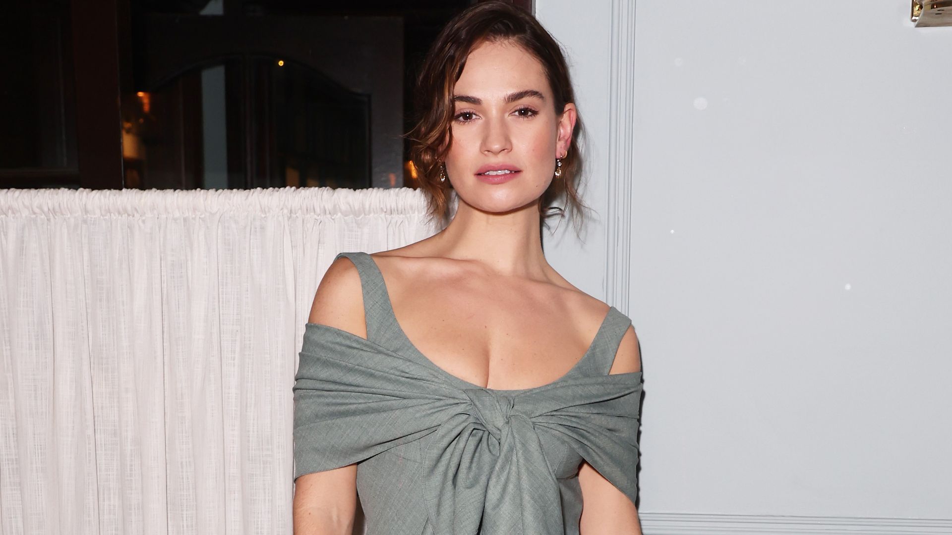 Lily James' boyfriend shirt is officially on our winter wishlist