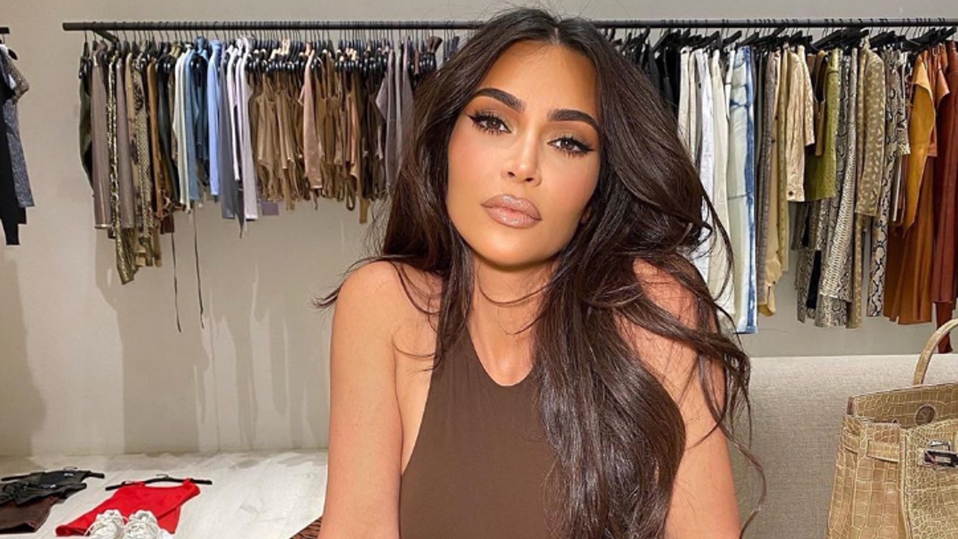 kim kardashian wearing fits everybody high neck bodysuit