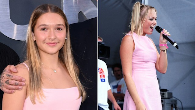 Harper Beckham wears baby pink just like Emma Bunton in the 1990s