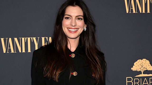 Anne Hathaway at the New York premiere screening of "The Apprentice" held at the DGA Theater on October 8, 2024 in New York City.