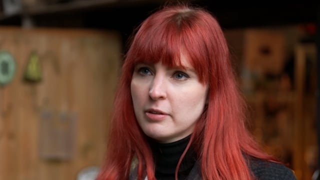 Woman with red hair close-up
