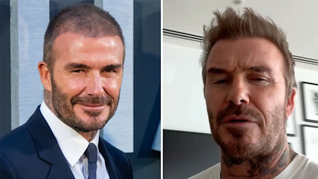 A split image of David Beckham