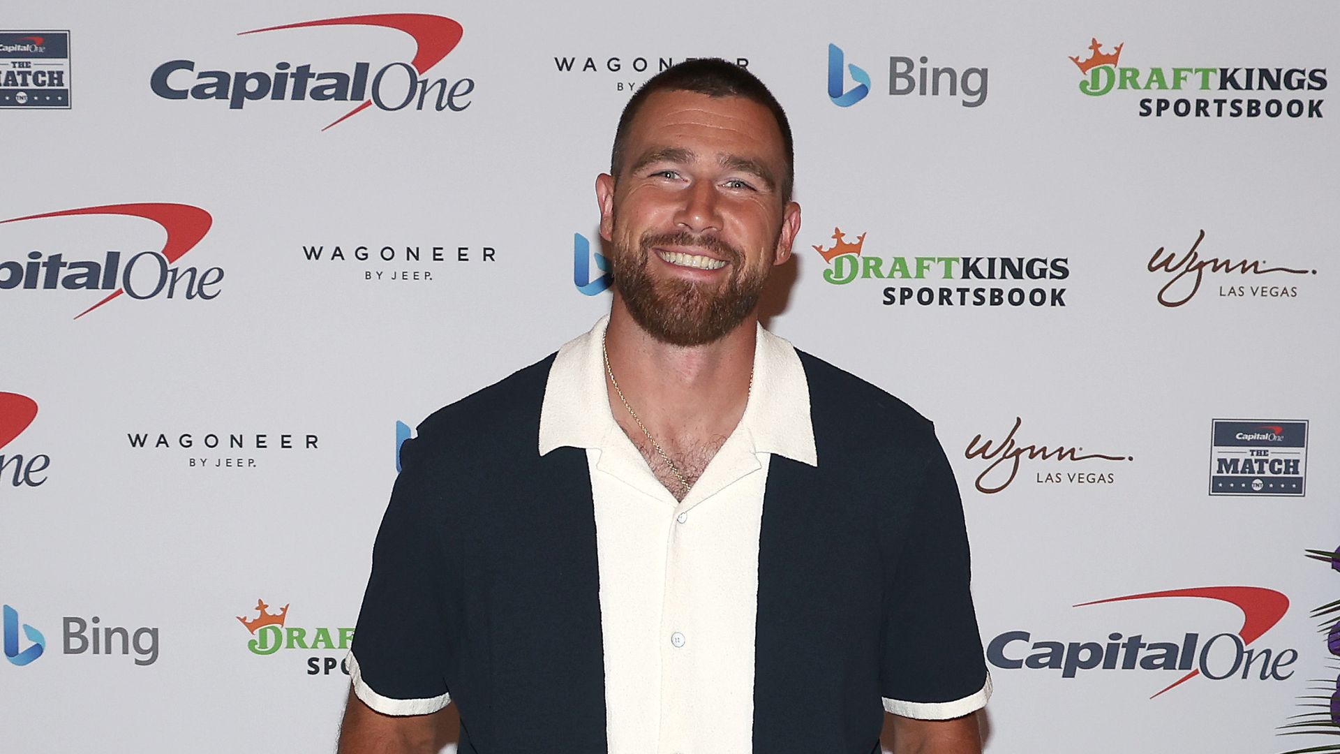 Travis Kelce of the Kansas City Chiefs poses for a picture at a welcome reception for Capital One's The Match VII at Wynn Golf Club on June 28, 2023 in Las Vegas, Nevada