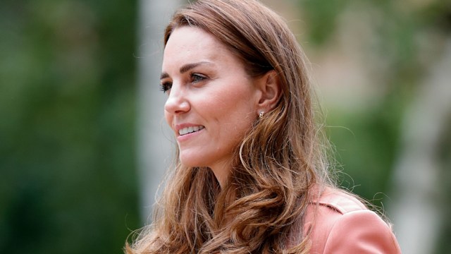 Princess Kate in a pink blazer outside