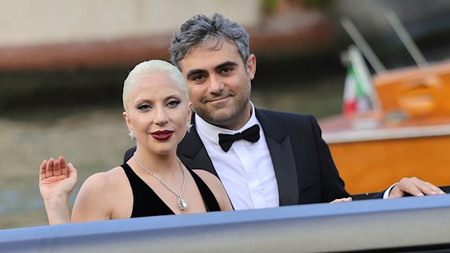 Lady Gaga and Michael Polansky on a boat