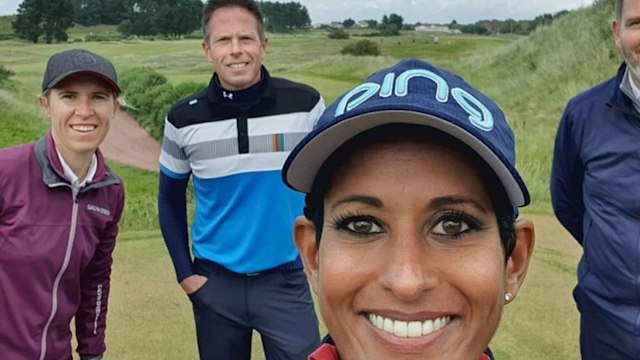 naga munchetty husband james golf