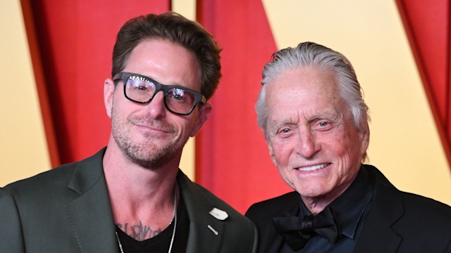 Cameron Douglas and Michael Douglas attend the 2024 Vanity Fair Oscar Party hosted by Radhika Jones at the Wallis Annenberg Center for the Performing Arts on March 10, 2024 in Beverly Hills, California