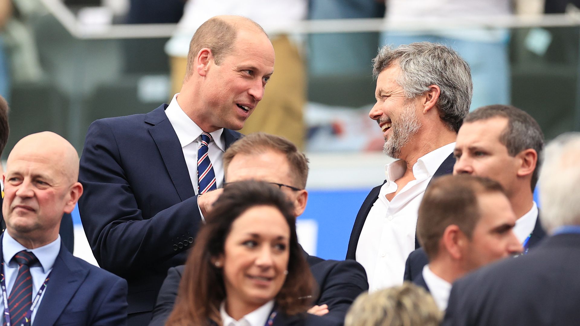 Prince William and King Frederik laughing