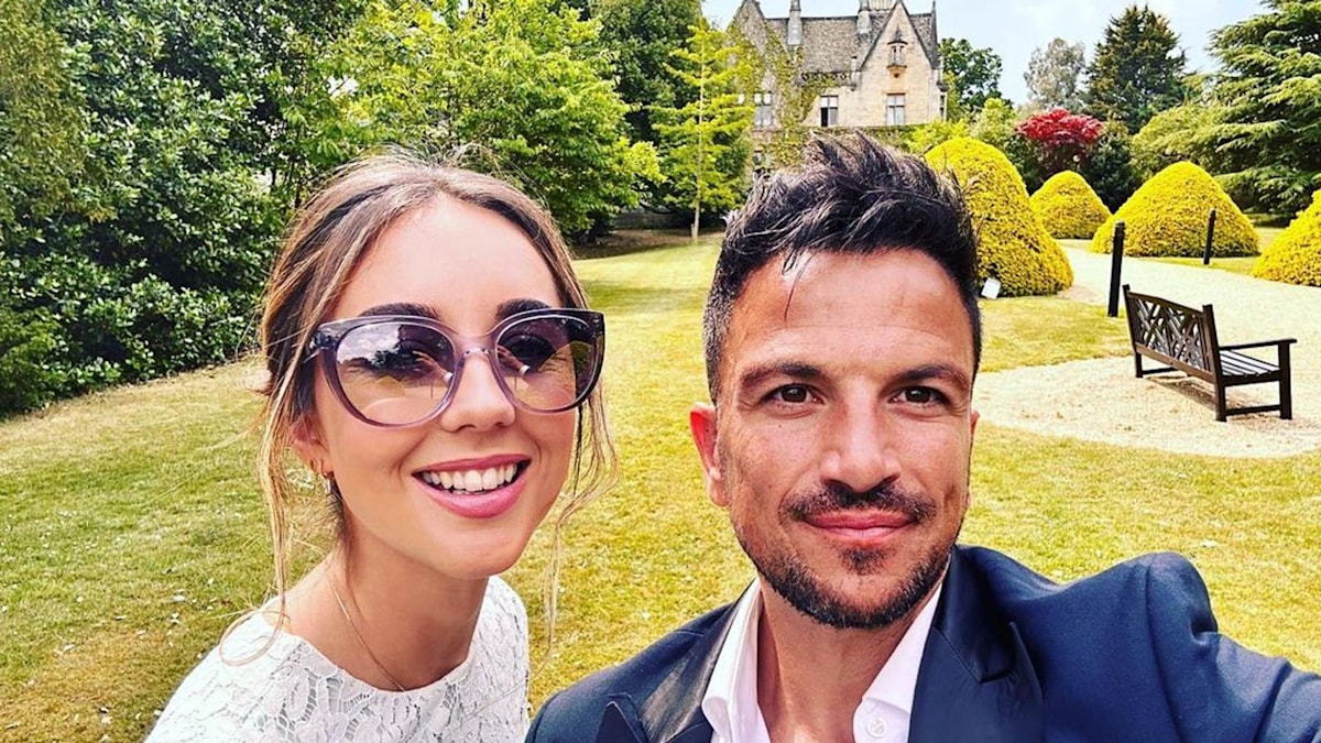 Peter Andre's wife Emily dazzles in white summer dress as they cosy up in sweet selfie