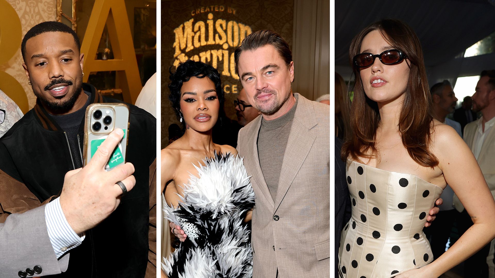 Composite image of Michael B Jordan, Teyana Taylor and Leonardo DiCaprio, and Aimee Lou Wood