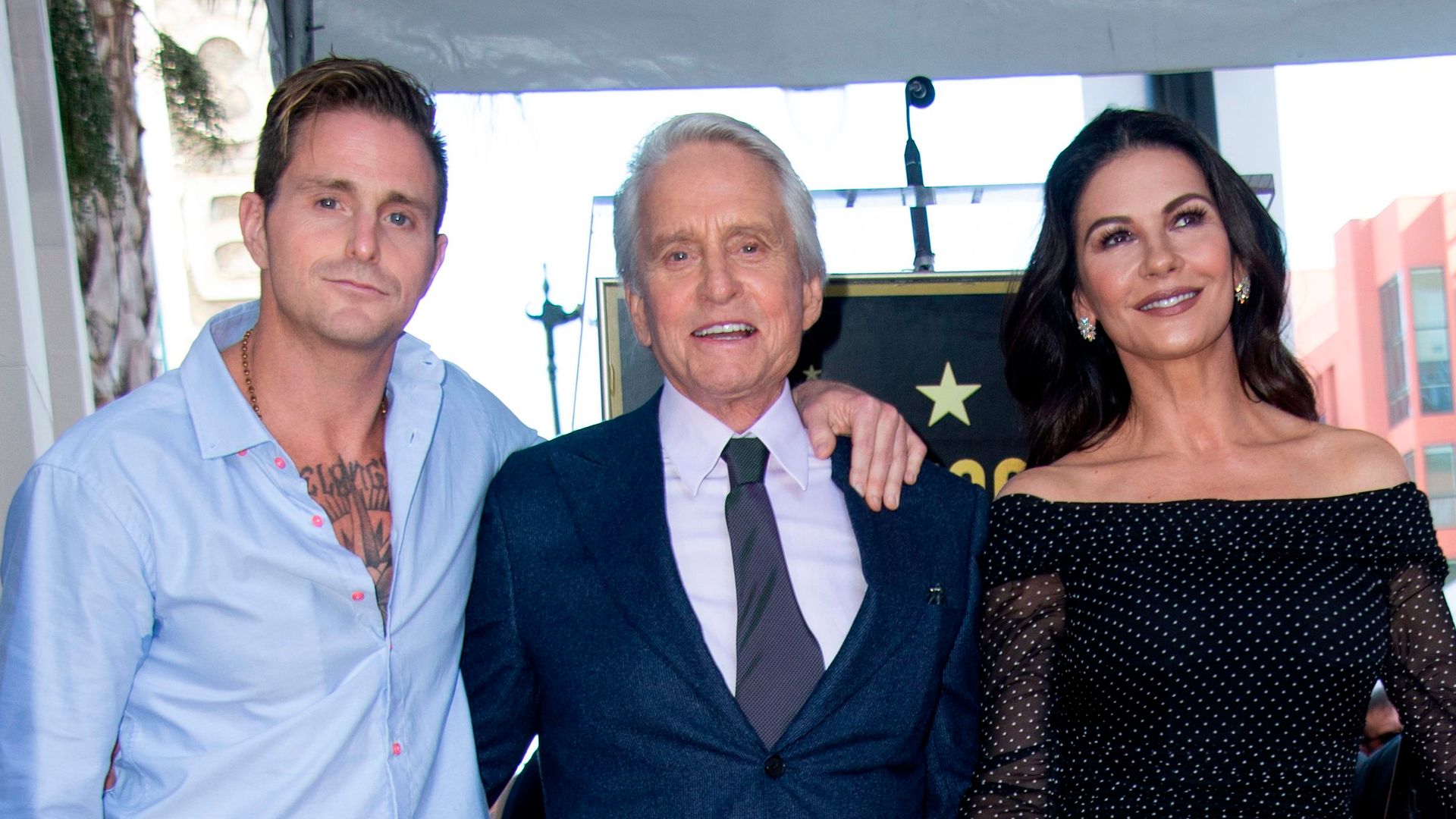 Cameron Douglas, Michael Douglas, Catherine Zeta-Jones attend the ceremony honoring actor Michael Douglas with a Star on Hollywood Walk of Fame, in Hollywood, California on November 6, 2018