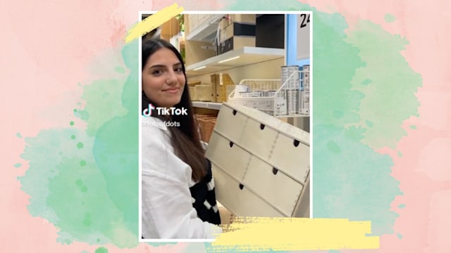 TikToker in IKEA buying drawers