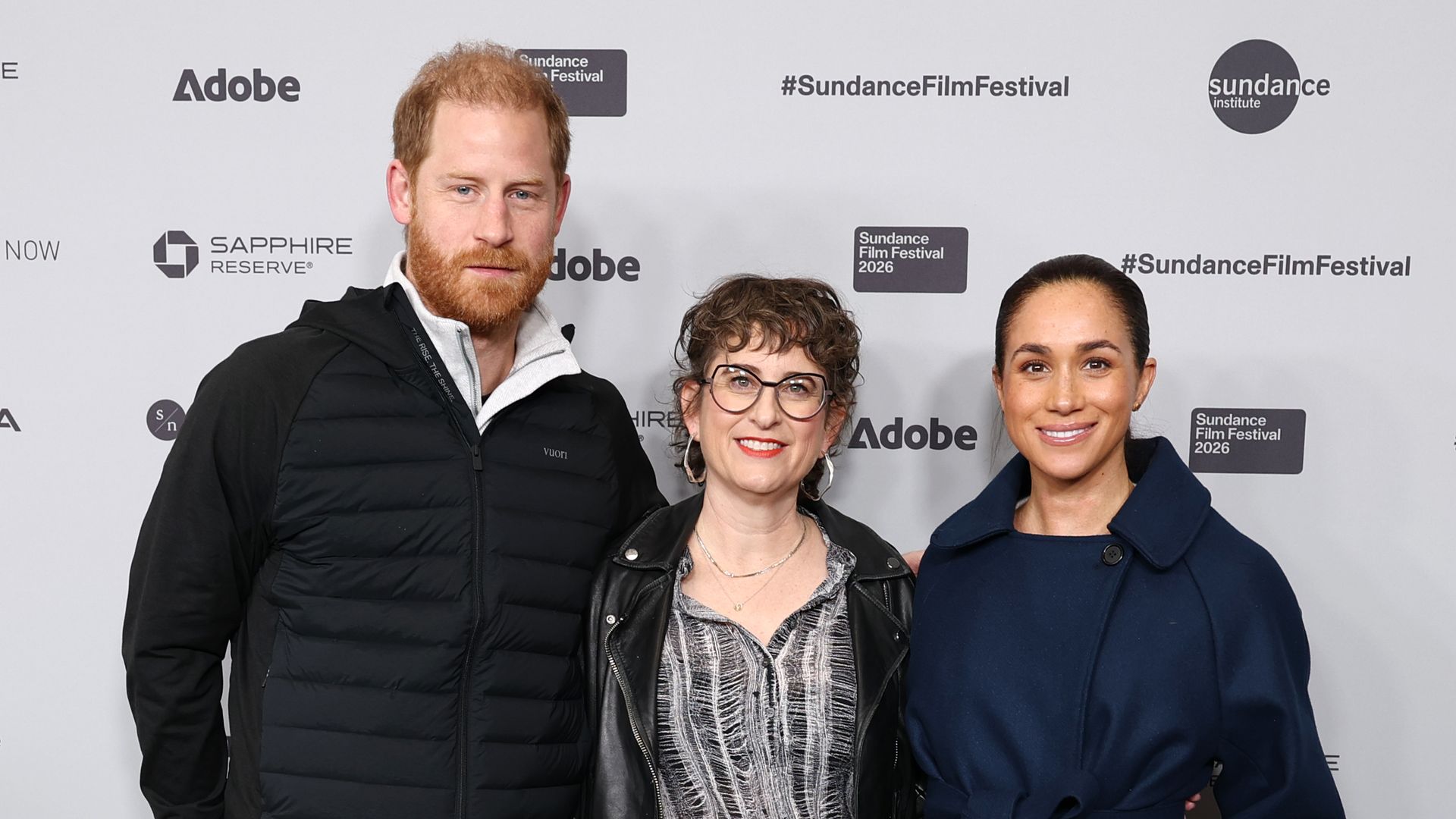 Prince Harry, Duke of Sussex, Alysa Nahmias and Meghan, Duchess of Sussex attend the "Cookie Queens" Premiere during the 2026 Sundance Film Festival at Eccles Center Theater on January 25, 2026 in Park City, Utah.