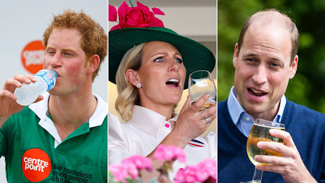 Royals drinking fizzy drinks - Prince Harry, Zara Tindall and Prince William