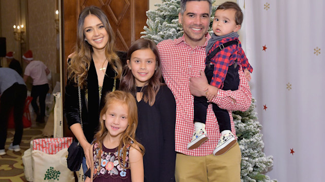 Jessica Alba, Haven Warren, Honor Warren Cash Warren, and Hayes Warren attend the Baby2Baby Holiday Party Presented by FRAME at Montage Beverly Hills on December 16, 2018 in Los Angeles, California