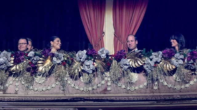 Sweden's Crown Princess Victoria and Prince Daniel with Prince William and Kate at the Royal Variety Performance at Royal Albert Hall