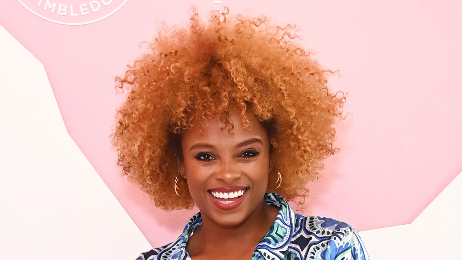 Fleur East poses in the evian VIP Suite At Wimbledon 2023 on July 11, 2023 in London, England.