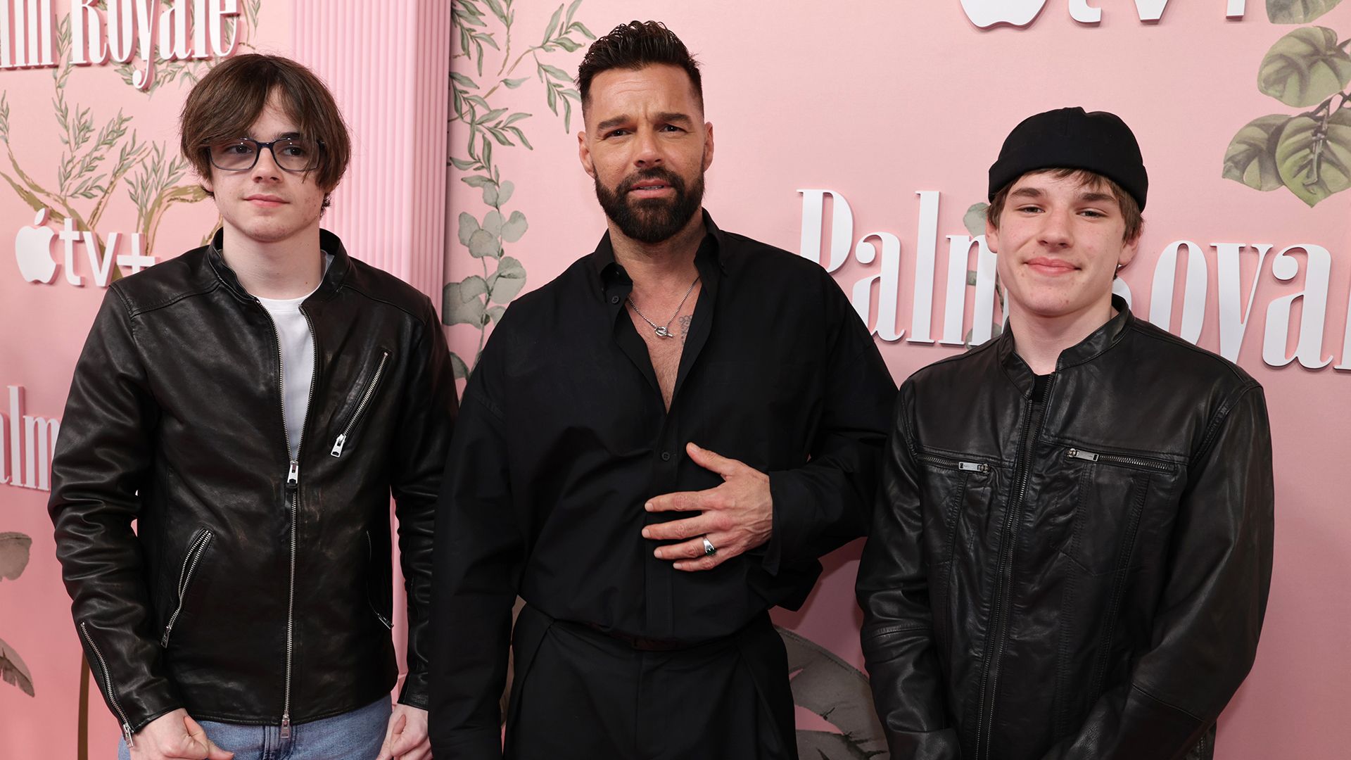 Ricky Martin with sons Valentino and Matteo at the Palm Royale premiere