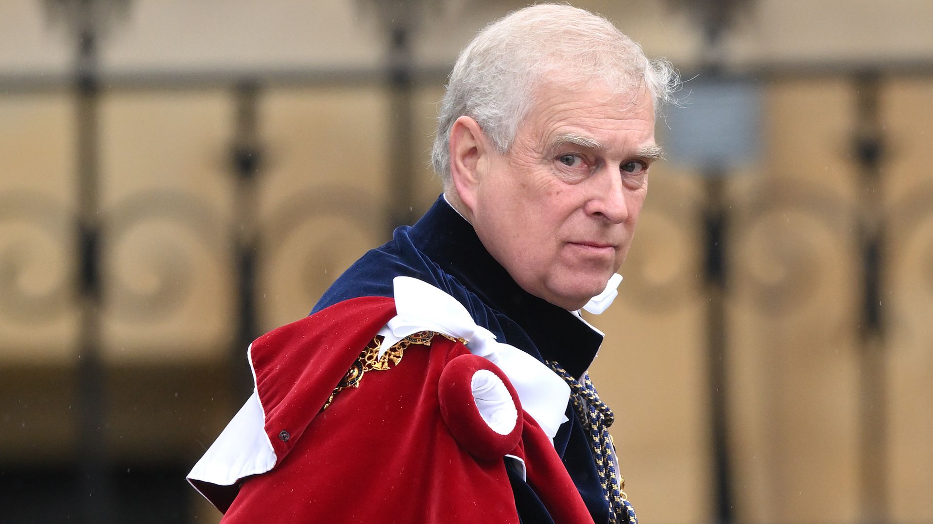 Prince Andrew, Duke of York departs Westminster Abbey after the Coronation