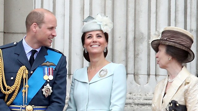 Prince William and Kate Middleton with Princess Anne on the balcony of Buckingham Palace