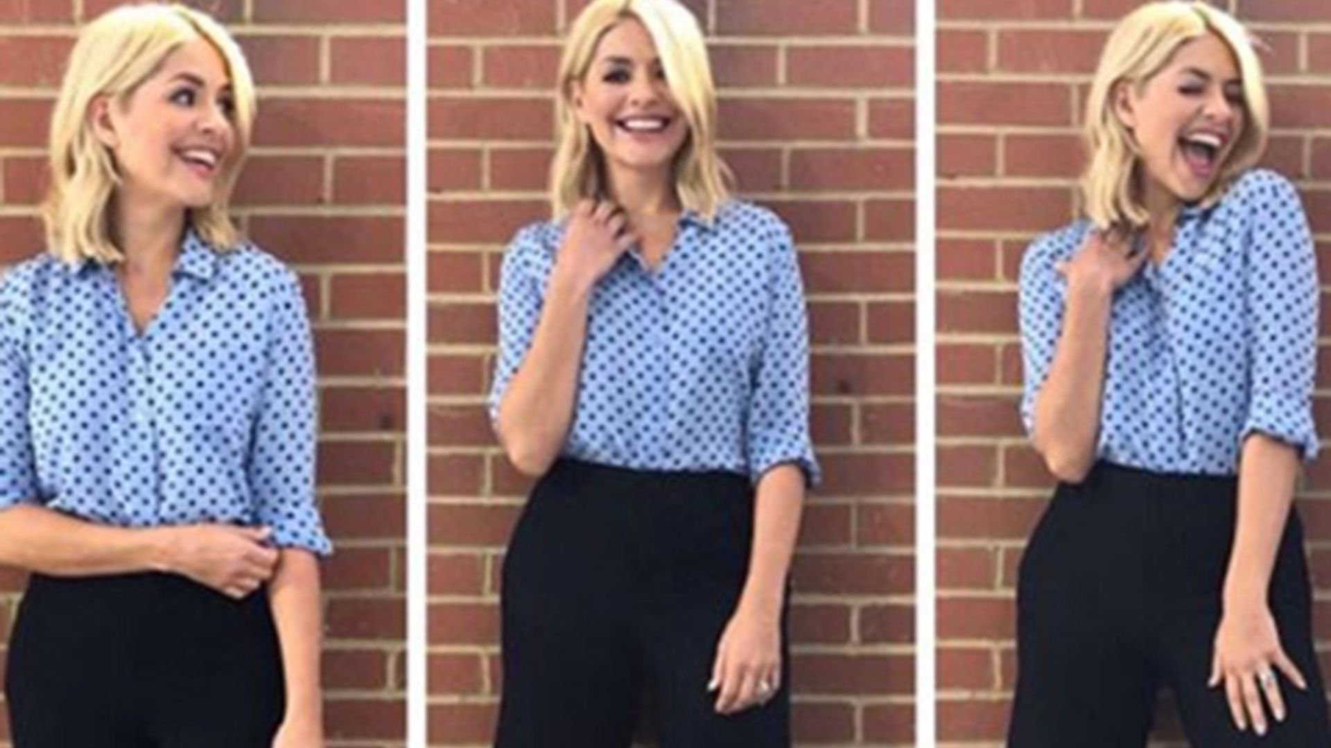 holly willoughby polka dot spooted top this morning