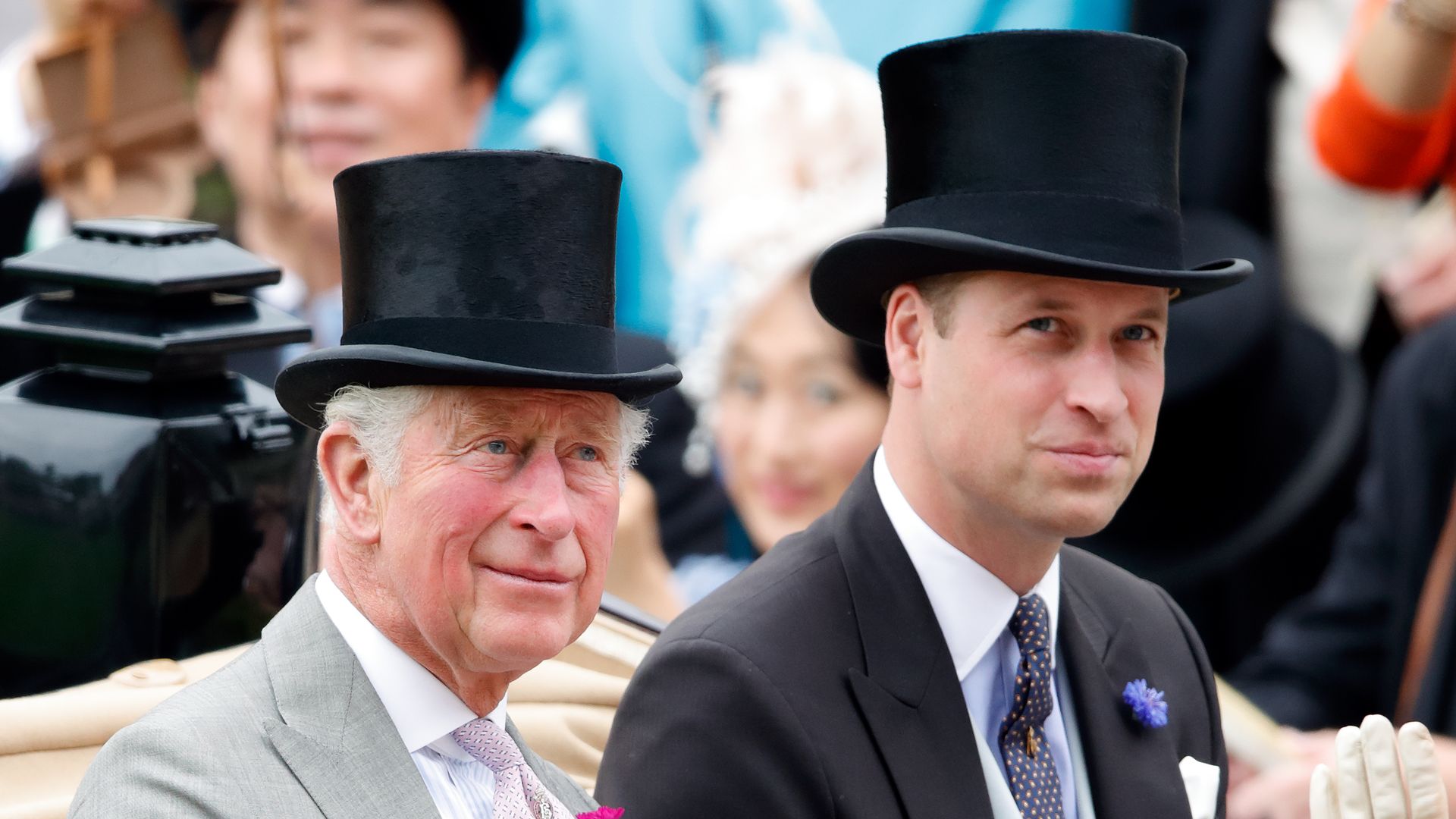 Prince Charles, Prince of Wales and Prince William, Duke of Cambridge attend day one of Royal Ascot at Ascot Racecourse on June 18, 2019 in Ascot, England. 