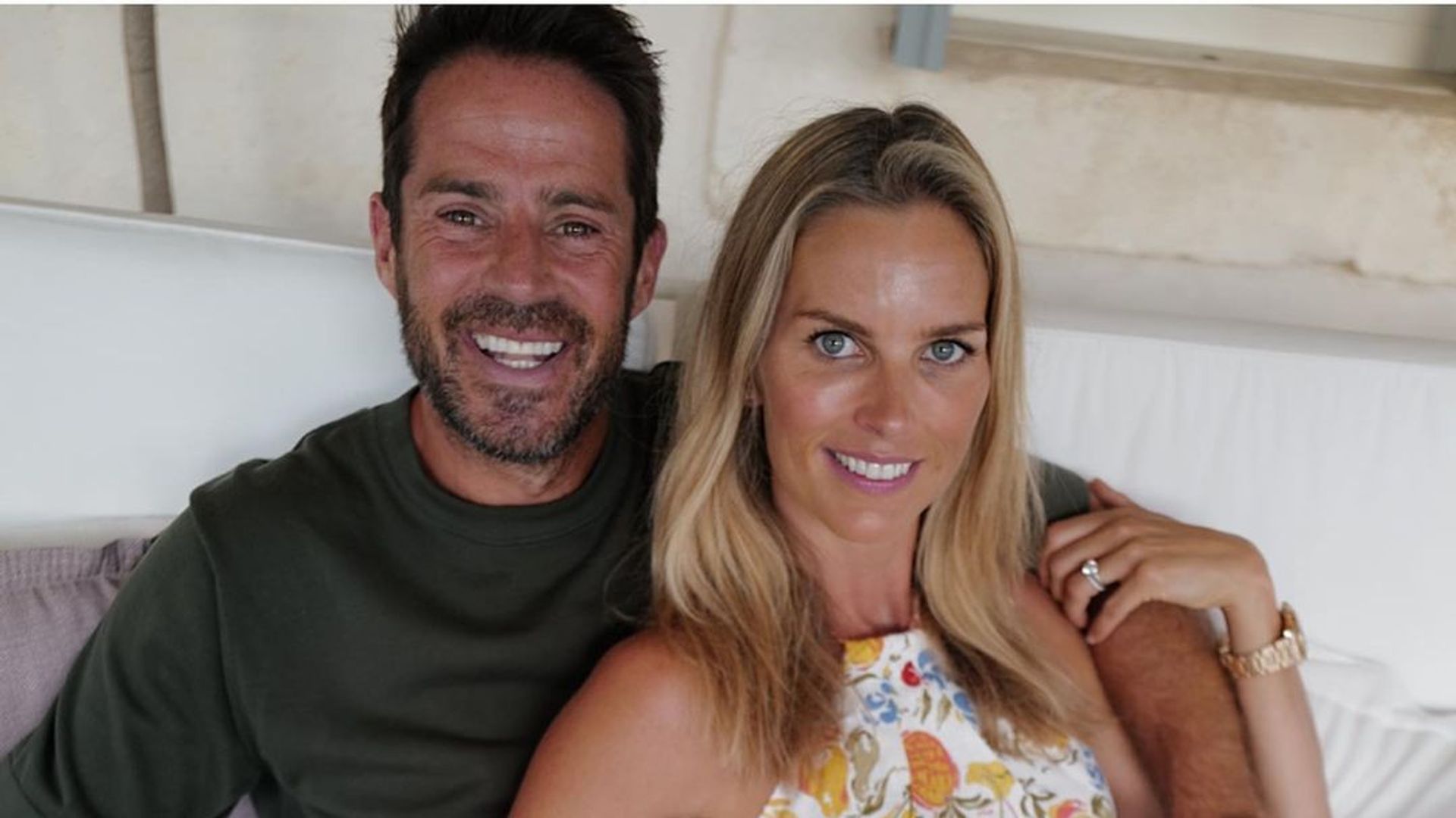 Jamie Redknapp and Frida posing together whilst on holiday