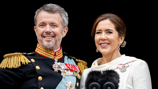 King Frederik and Queen Mary on palace balcony