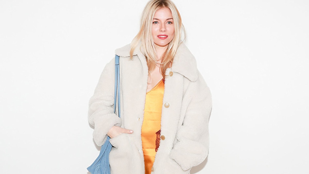 Sienna Miller wears Tory Birch teddy bear coat at New York Fashion Week |  HELLO!