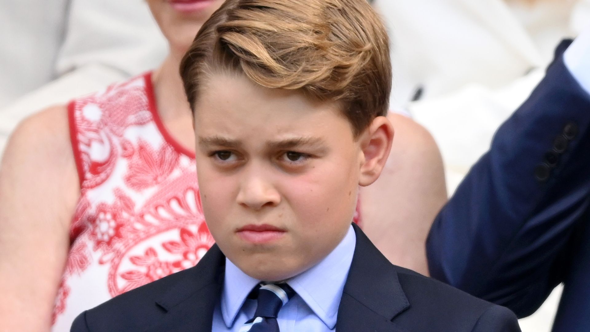  Prince George of Wales attends day fourteen of the Wimbledon Tennis Championships at the All England Lawn Tennis and Croquet Club at All England Lawn Tennis and Croquet Club on July 13, 2025 in London, England. (Photo by Karwai Tang/WireImage)