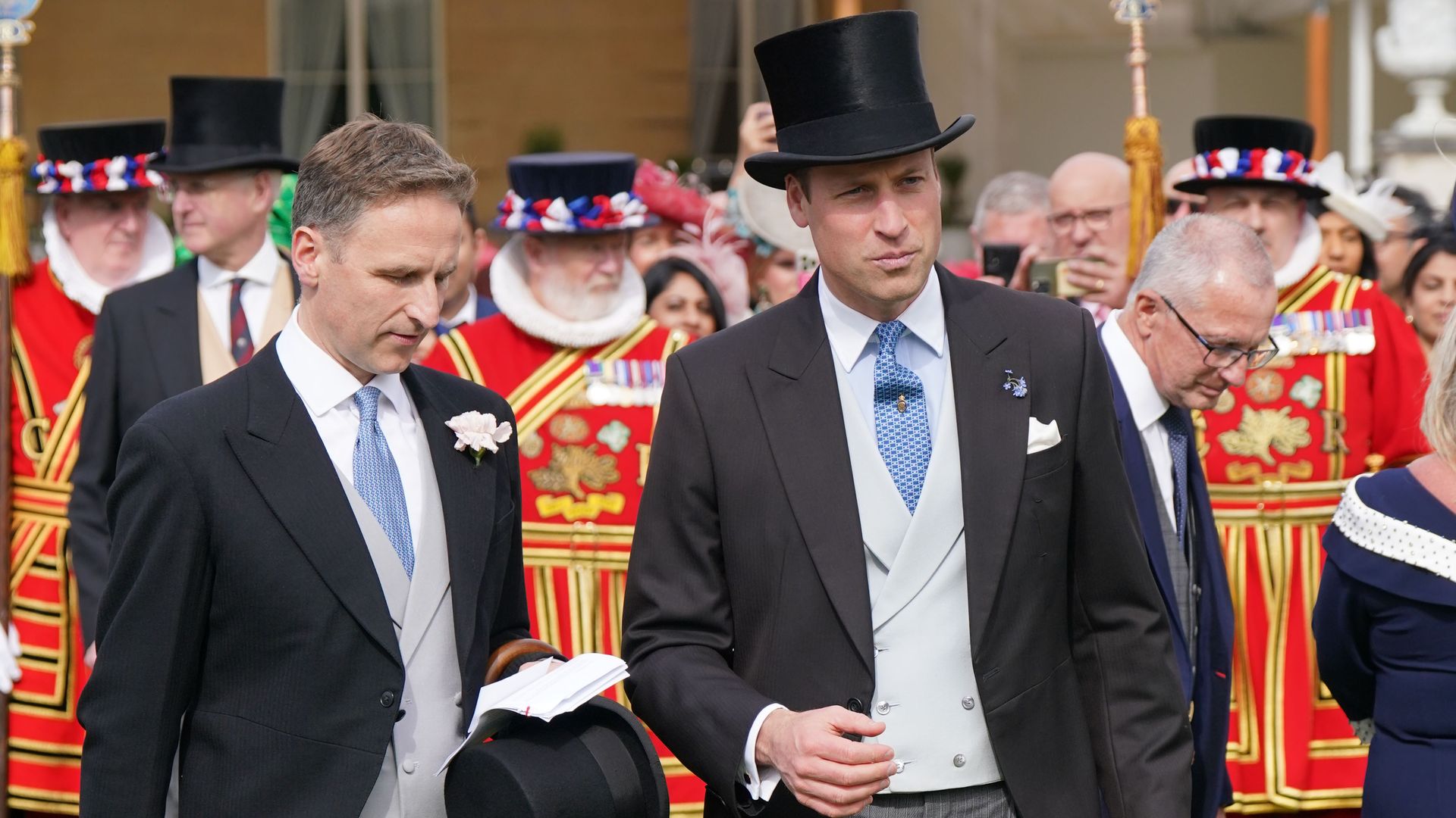 Prince William appeared to be wearing a buttonhole with Forget-me-nots