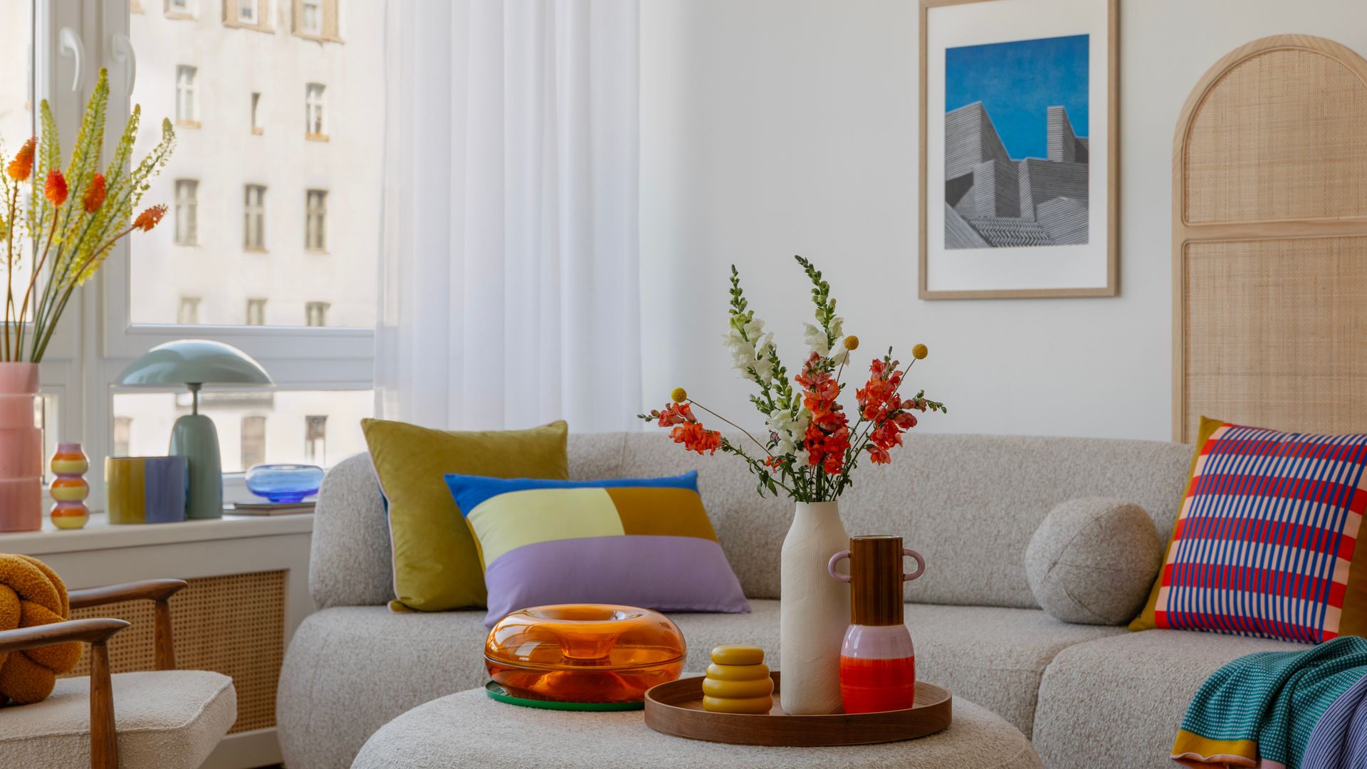 airy and colourful home with bold art and good vibes.