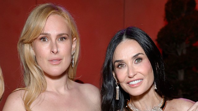 Tallulah Willis, Rumer Willis, Demi Moore and Scout Willis attend the 2025 Vanity Fair Oscar Party Hosted By Radhika Jones at Wallis Annenberg Center for the Performing Arts on March 02, 2025 in Beverly Hills, California