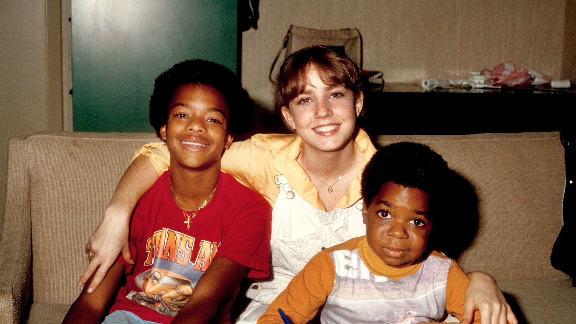 Gary Coleman poses for a portrait with co-stars Dana Plato and Todd Bridges 