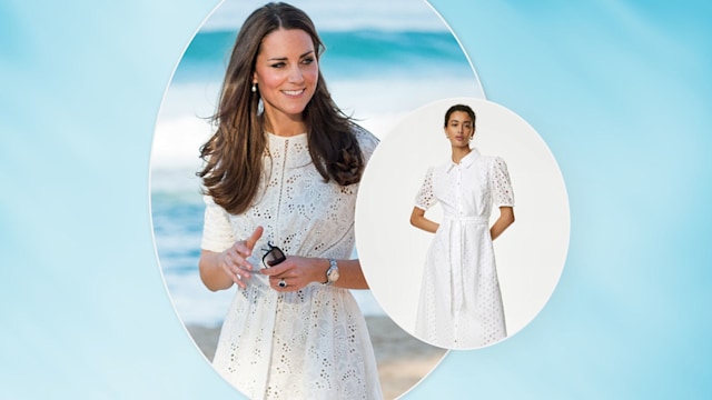 split image kate middleton marks and spencer broderie dress 