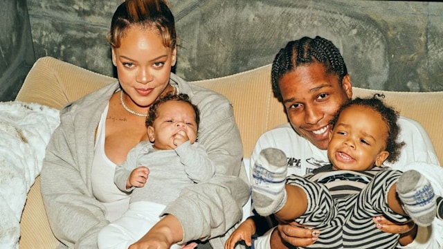 Rihanna and A$AP Rocky pose with RZA and Riot