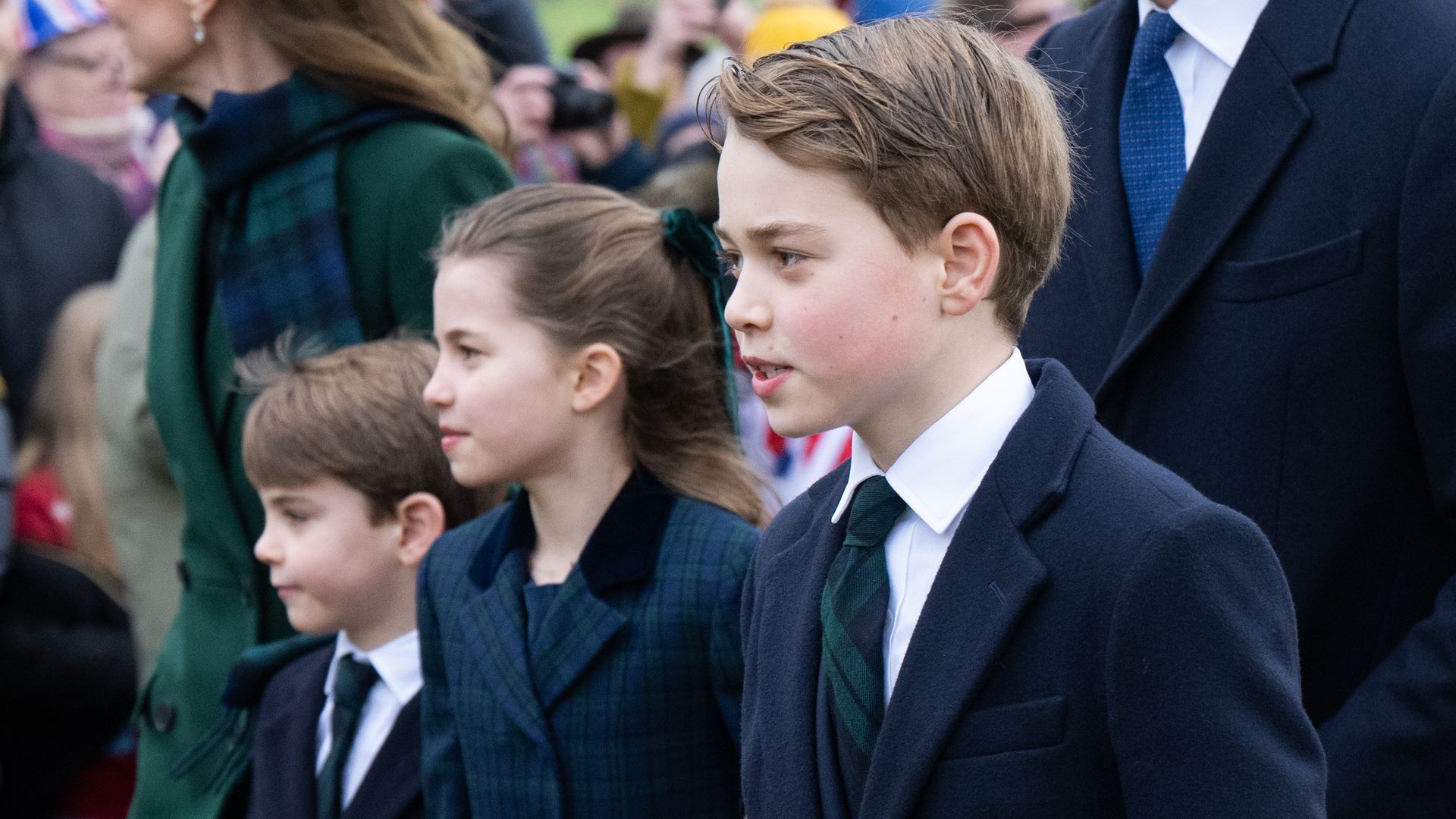 Prince Louis, Princess Charlotte and Prince George walking together