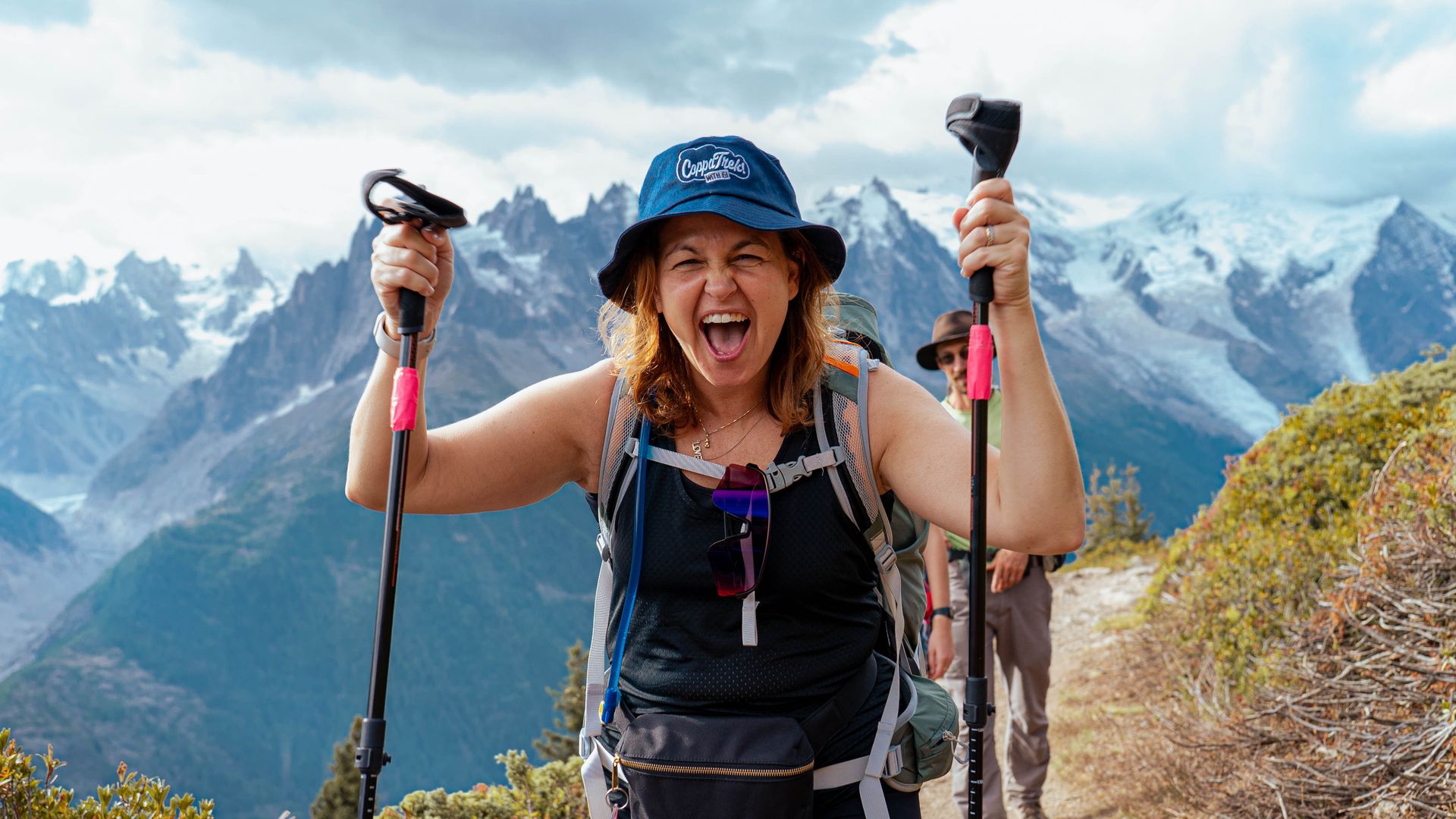 Giovanna Fletcher looks excited on Mont Blanc trek