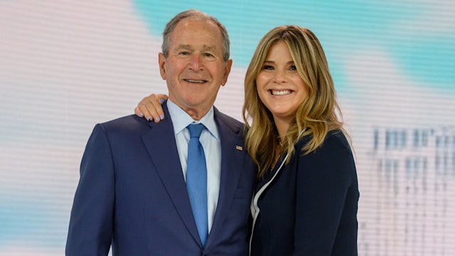 Jenna Bush Hager and George W. Bush on Tuesday, April 20, 2021 at the Today Show