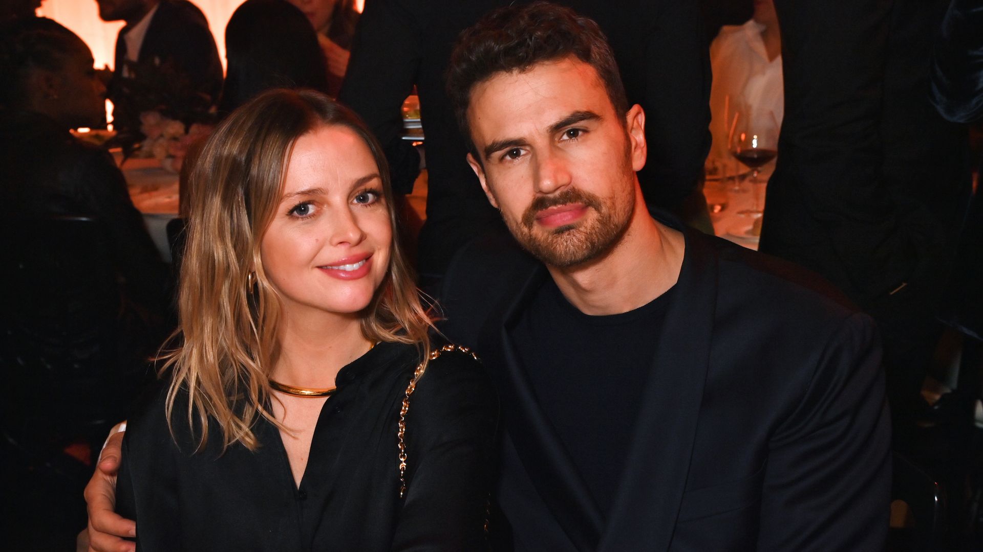 Ruth Kearney and Theo James attend the GQ Men of the Year Awards in association with BOSS at The Royal Opera House on November 15, 2023 in London, England