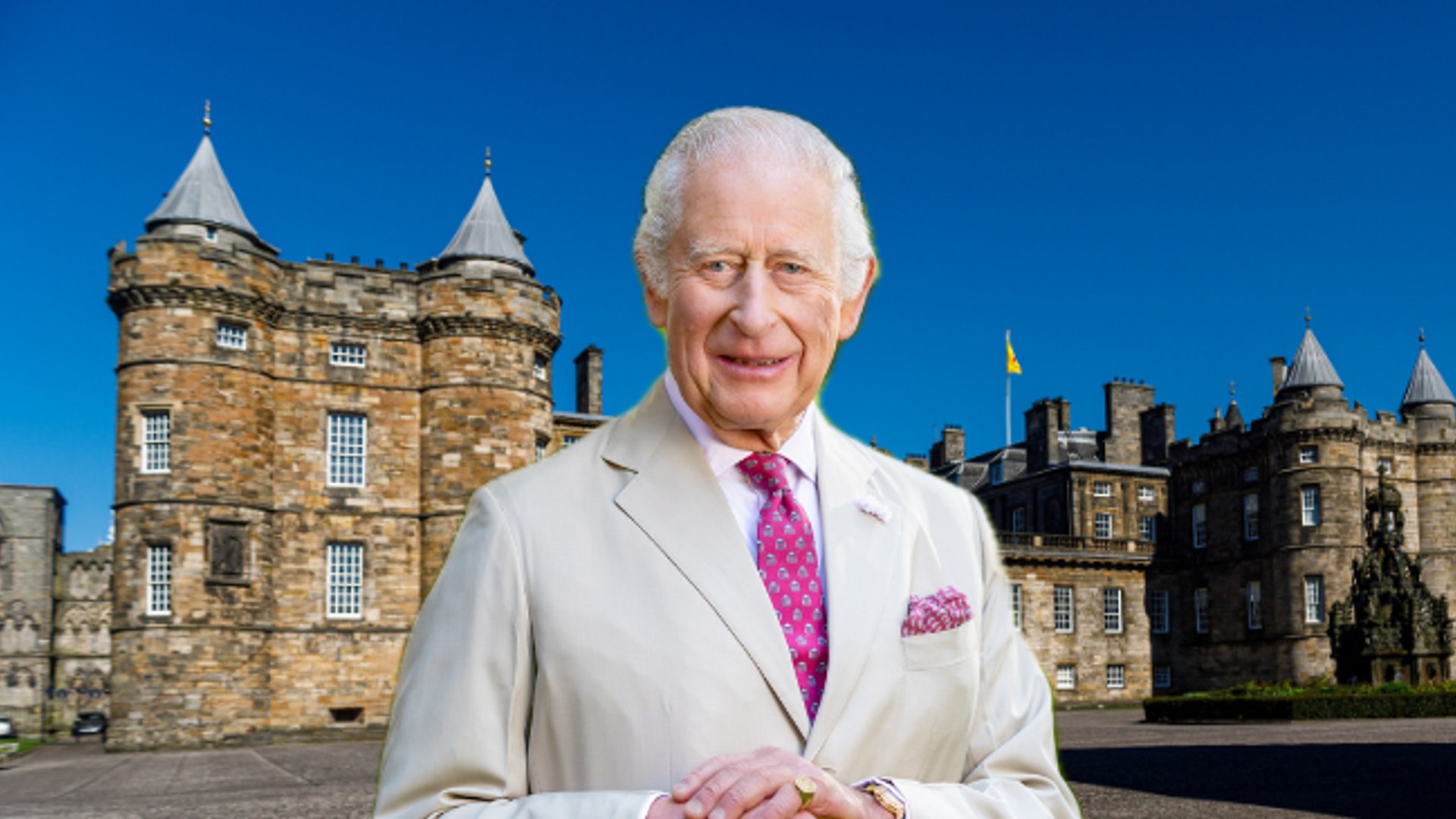 charles in front of holyrood palace