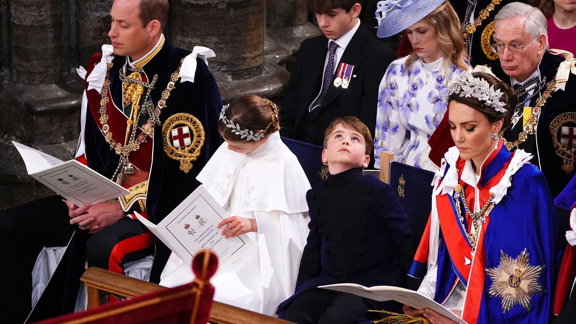 Prince Louis and Princess Charlotte sat between their parents