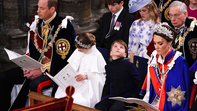 Prince Louis and Princess Charlotte sat between their parents