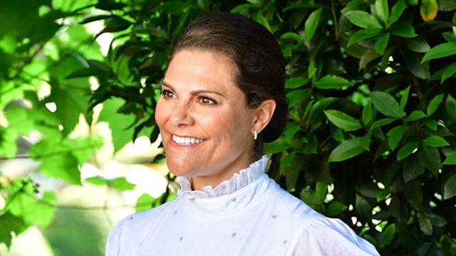 Crown Princess Victoria poses during her birthday celebrations at Solliden Palace in Borgholm, Sweden, on July 14, 2021. (