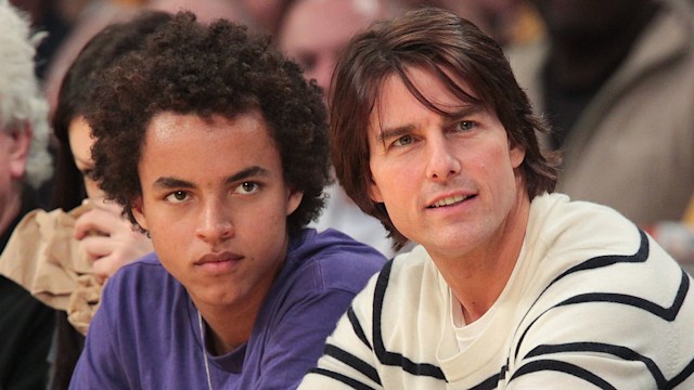 Connor Cruise and Tom Cruise attend a game between the New Orleans Hornets and the Los Angeles Lakers at Staples Center on March 27, 2011 in Los Angeles, California