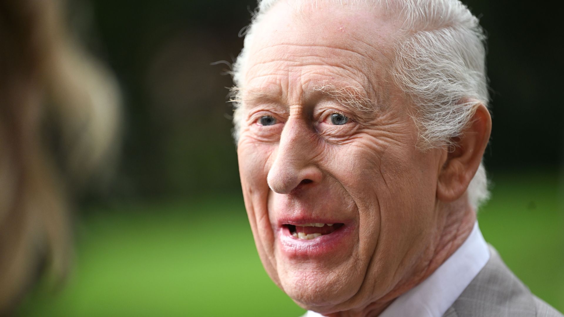 Close-up of King Charles speaking 