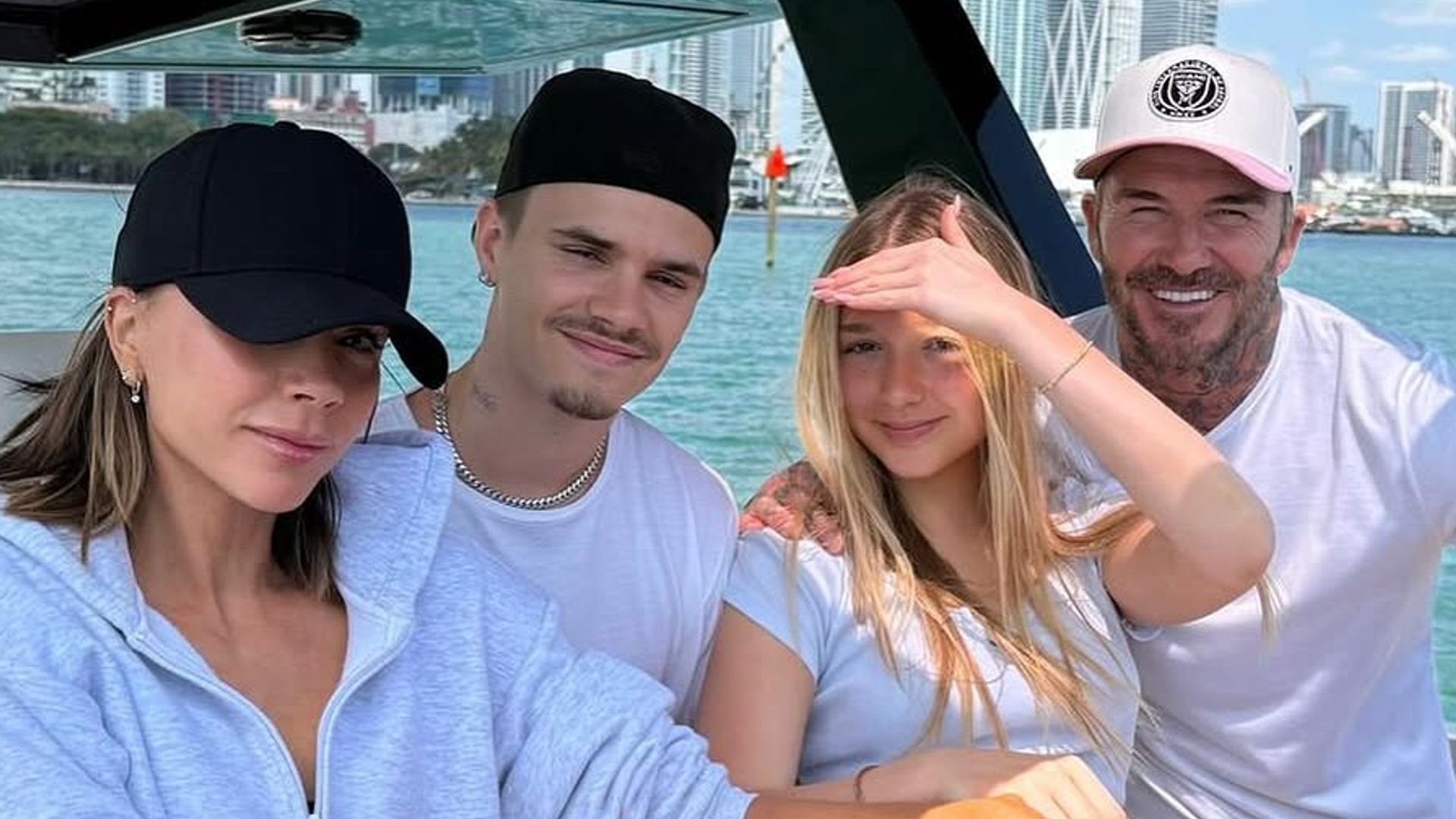 Victoria, Romeo, Harper and David Beckham