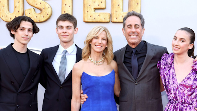 Julian Kal Seinfeld, Shepherd Kellen Seinfeld, Jessica Seinfeld, Jerry Seinfeld and Sascha Seinfeld attend the Los Angeles premiere of Netflix's "UNFROSTED" at The Egyptian Theatre Hollywood on April 30, 2024 in Los Angeles, California.