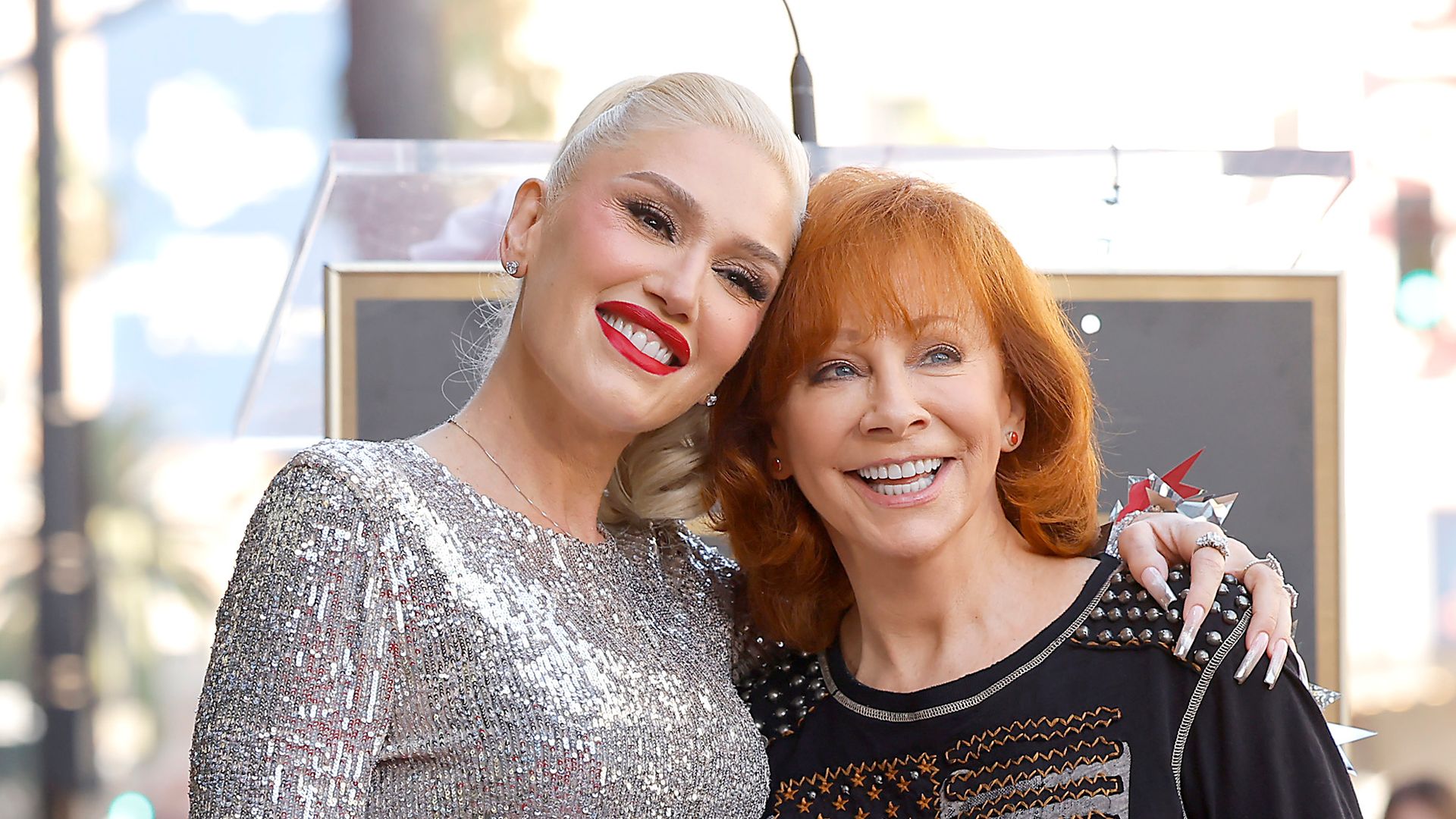 Gwen Stefani and Reba McEntire attend the Hollywood Walk of Fame Star Ceremony Honoring Gwen Stefani on October 19, 2023 in Hollywood, California.
